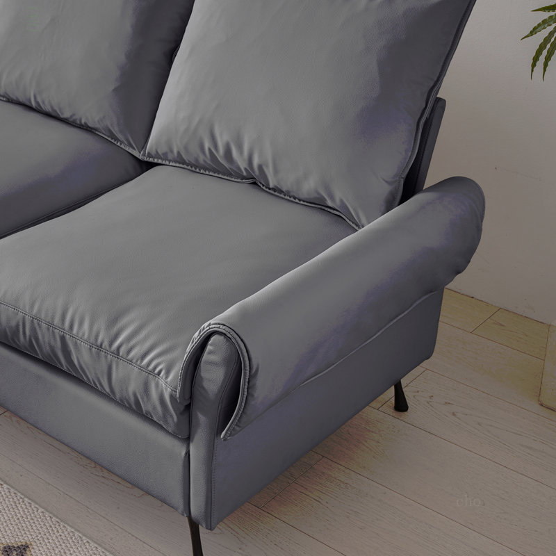 104.5"Modern Sectional Technical Leather L-Shaped Sofa Couch With Convertible Ottoman