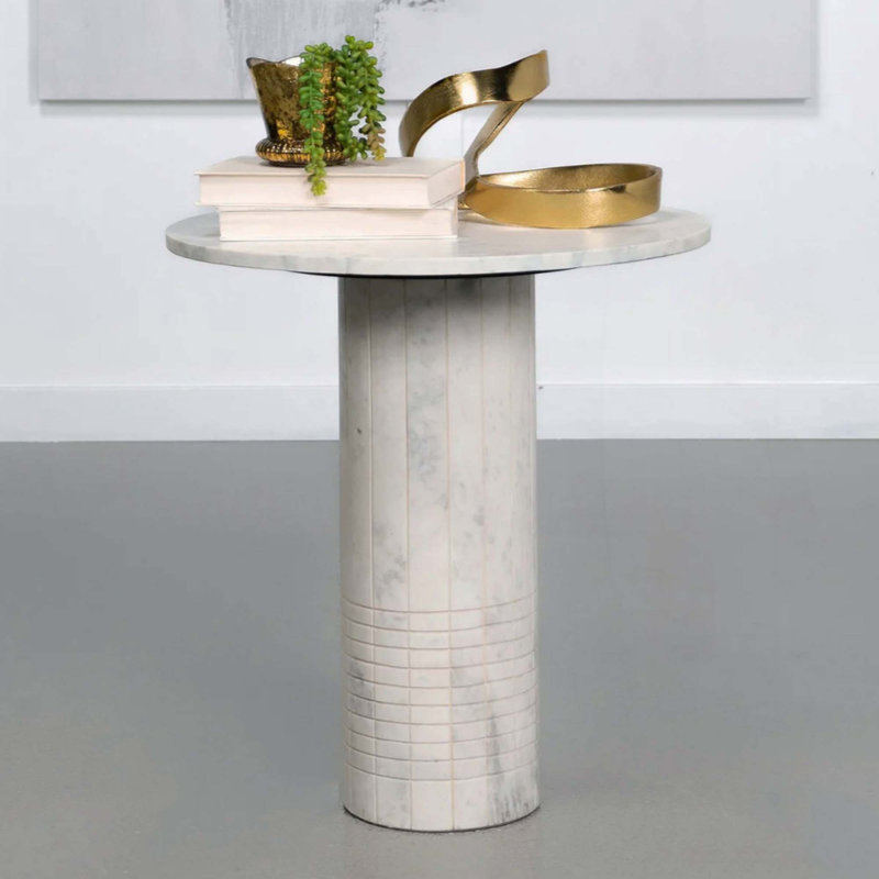 Table de bout ronde en marbre véritable