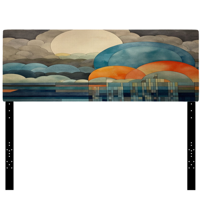 Tête de lit Trinady - Damask Upholstery, Très grand, Nuage et soleil géants