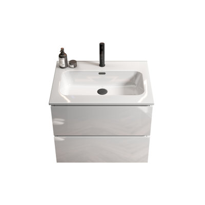 Glossy White Ceramic Integrated Bathroom Sink - Sleek Appearance, Material Modern Basin Design, Enhances Functionality And Visual Appeal