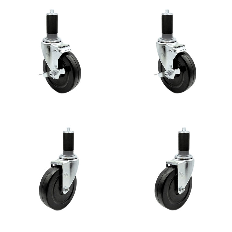 4 Piece Rubber Swivel Expanding Stem Caster Set