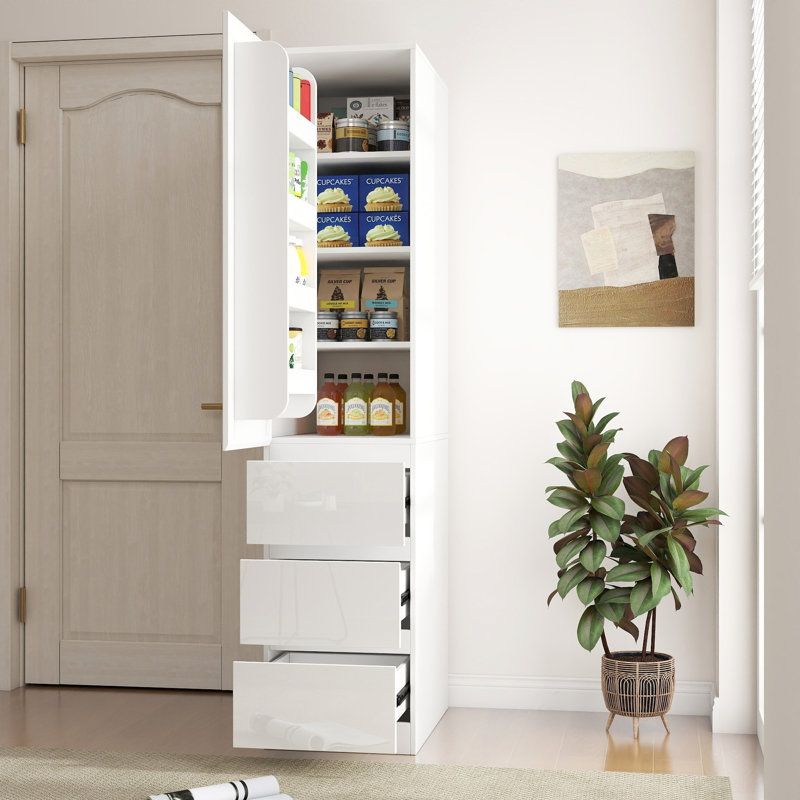 Armoire de rangement pour garde-manger, garde-manger avec portes, tablettes et tiroirs