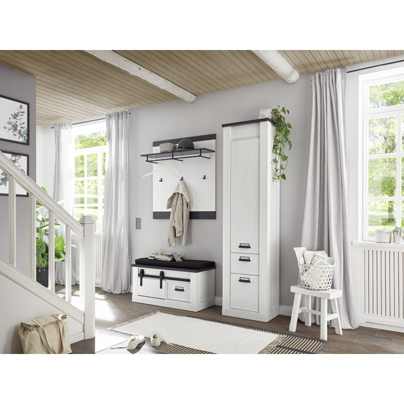 Jackeline 1 Door Manufactured Wood Wardrobe, White/Anthracite