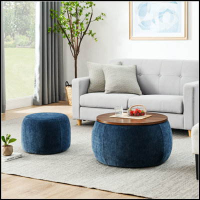 Round Storage Ottoman With 2-In-1 Function, Combining Comfortable Seating And Hidden Storage For Modern Living Spaces