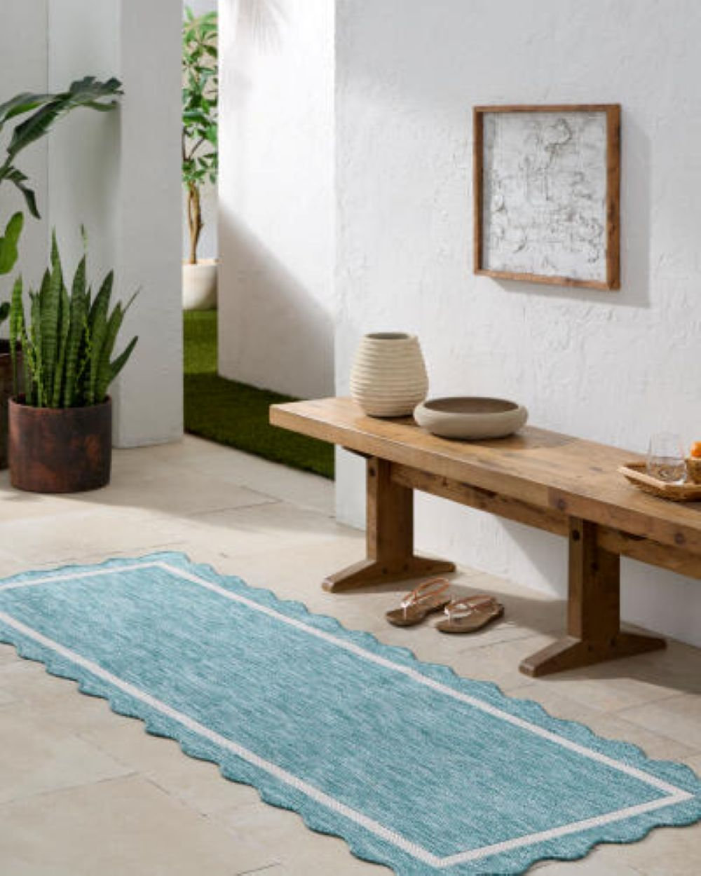 Skiles Terracotta Outdoor Rug, Runner 2'7.5" x 7'2.6"