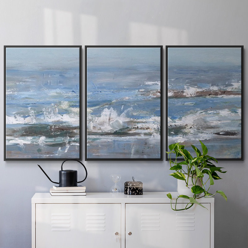 Overcast Tides II - Toile encadrée multi-pièces, H 36 po x l 75 po x P 2 po, Noir