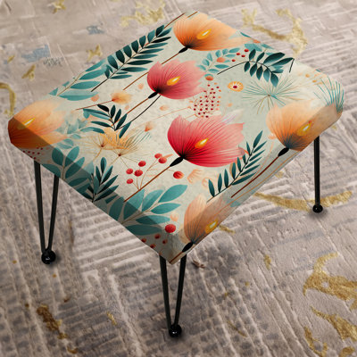 Very Soft Green And Pink Tropical Pattern - Botanical Rectangle Ottoman