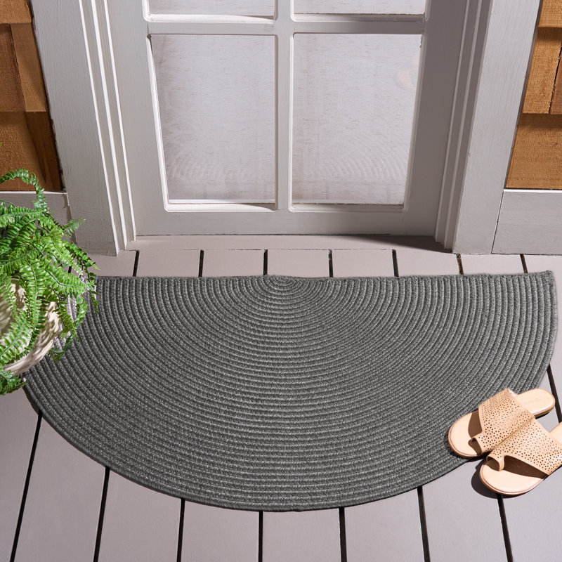Braided Hand Woven Machine Washable Solid Color Indoor Rug, 2'-0" x 4'-0" Half Circle