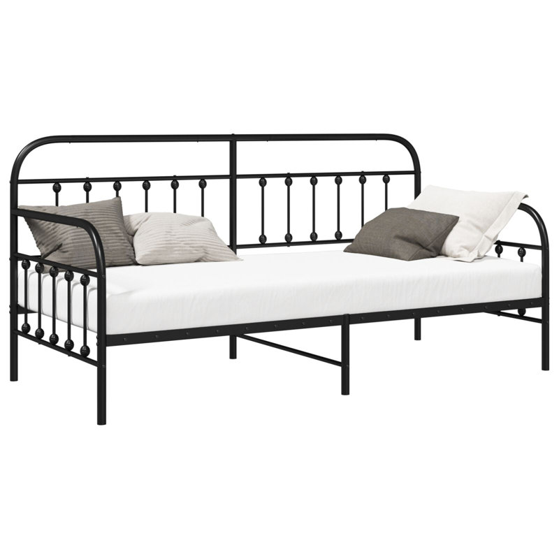 vidaXL Daybed Frame Black 42.13 x 79.92 in Powder-Coated Steel, Black, Twin XL