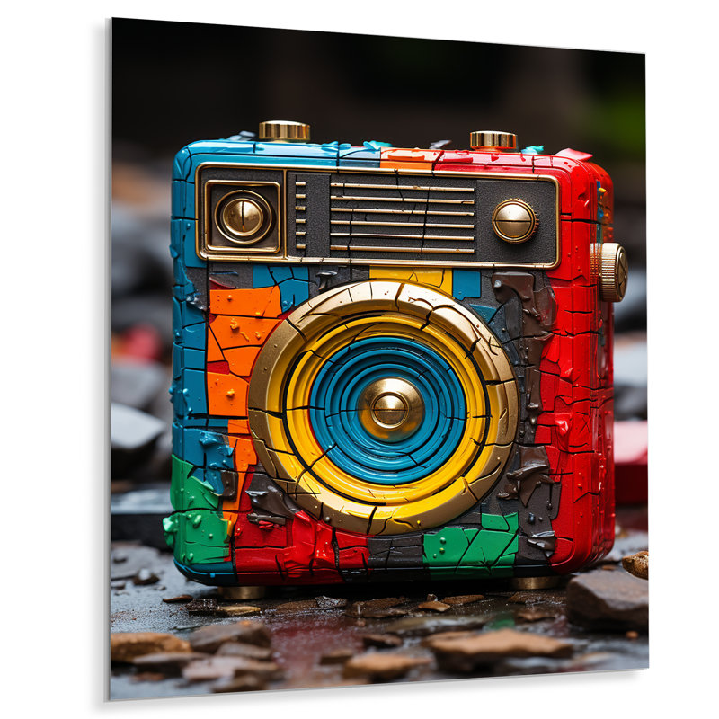 Jaune et rouge classique Jukebox Beats - Jukeboxes, art mural en métal, H 20 po x l 12 po x P 1 po