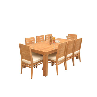 8 - Person Teak Wood Patio Dining Set with