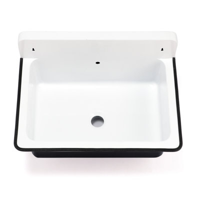Anchor 14" Iron Rectangular Wall Mount Bathroom Sink with Overflow
