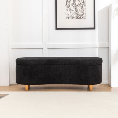 Banc de rangement rembourré à couvercle rabattable pour l'extrémité du lit