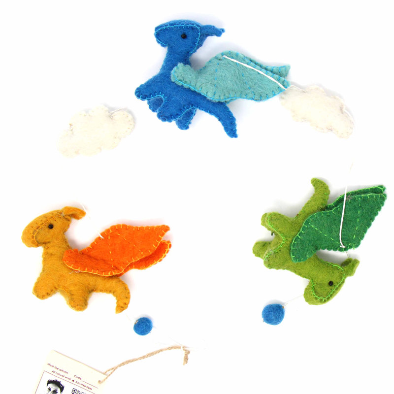 Guirlande dragon feutre Chelan, Bleu / Vert / Rouge