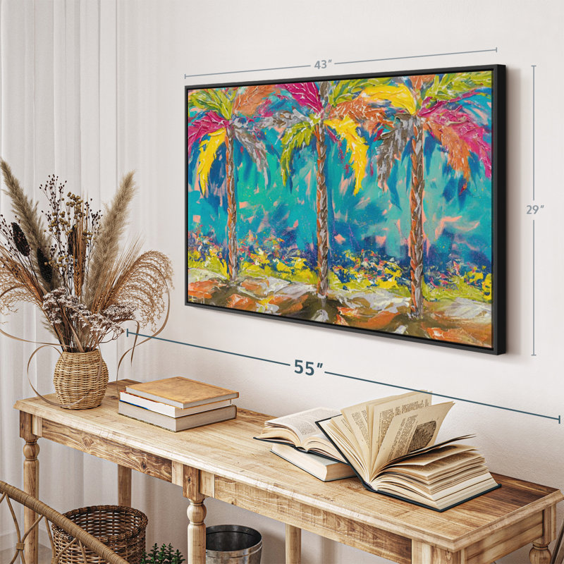 "Palmiers tropicaux d'été", H 29 po x l 43 po