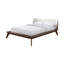 Noyer / beige couleur lit 1pc tissu bord ailé tête de lit plateforme de lit prêt pour le matelas style Mid-Century moderne