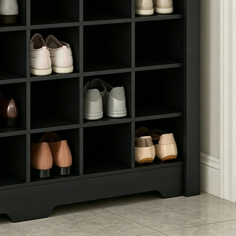 Sleek Design 24 Shoe Cubby Console Modern Shoe Cabinet Versatile Sideboard With Highquality, Black
