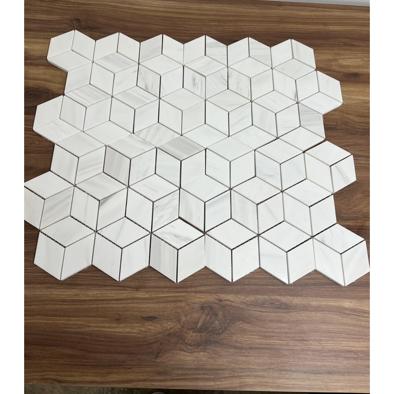 Bianco Dolomite 3D 2" x 3" Natural Stone Mosaic Wall & Floor Tile