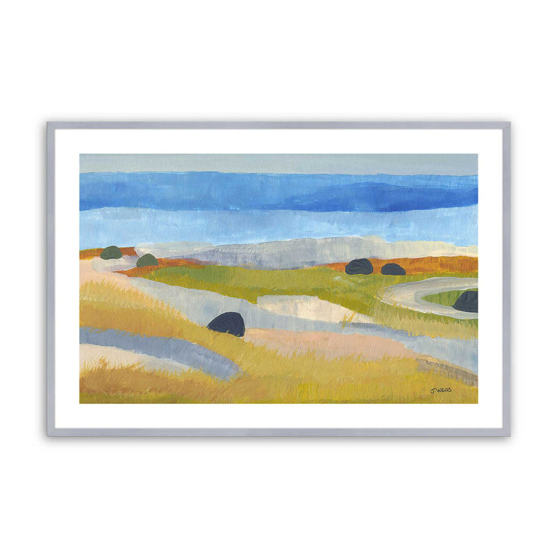 «Islandais Meadow Whimsy», impression sur papier par Jan Weiss, Chrome poli, H 13,25 po x l 17,25 po x P 1,25 po
