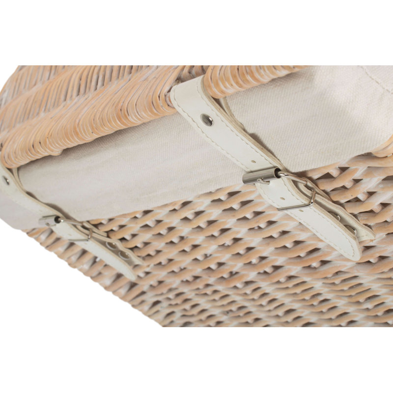 Wicker Laundry Hamper Basket with Lining, White Wash, 44cm H x 29cm W x 39cm D