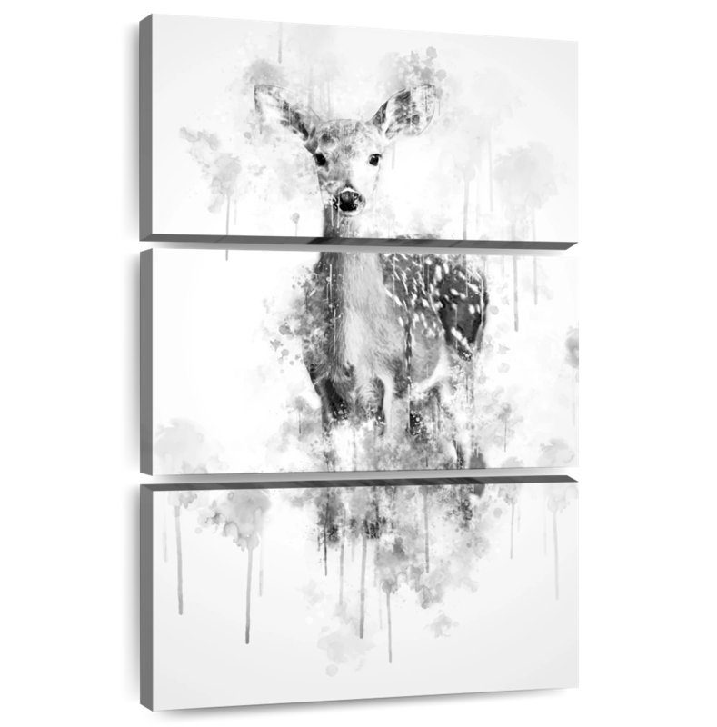 Brampt Deer Black And White, 38" H x 24" W