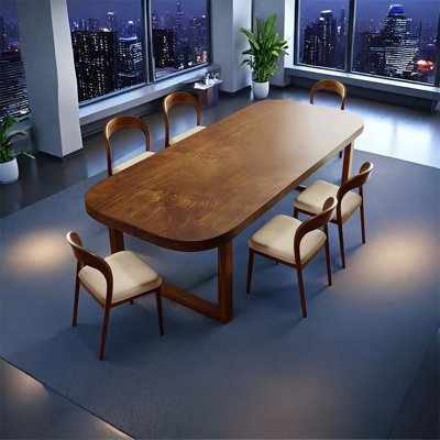 Solid wood rectangular conference table set, with solid wood chairs