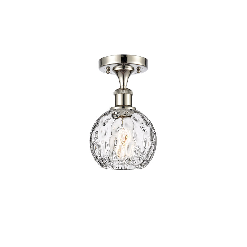 Plafonnier semi-encastré 1 lumière 8 po Cindi, DEL, H 11 po x l 6 po x P 6 po, Nickel poli