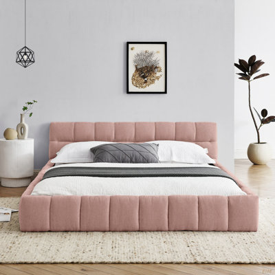 Upholstered Bed Frame With Thick Fabric, Chenille Fabric Grounded Platform Bed With Headboard And Solid Frame. No Box Spring Needed