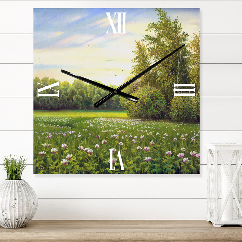 Spring Trees by the Meadows - Horloge murale, Grand