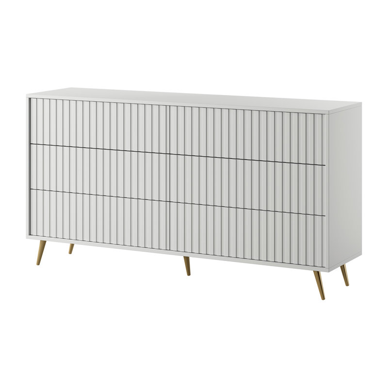 Stobie 154.4 cm W Chest of 6 Drawers, White