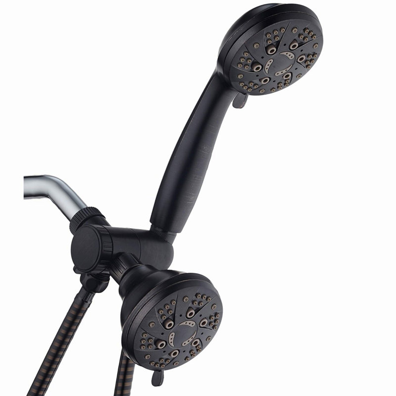 AquaFlow Elite: High Pressure 3-Way 48-Setting Rain/Handheld Shower Head Combo with Angle Adjustable, Anti-Clog Jets, Tool-Free Installation - USA Standard