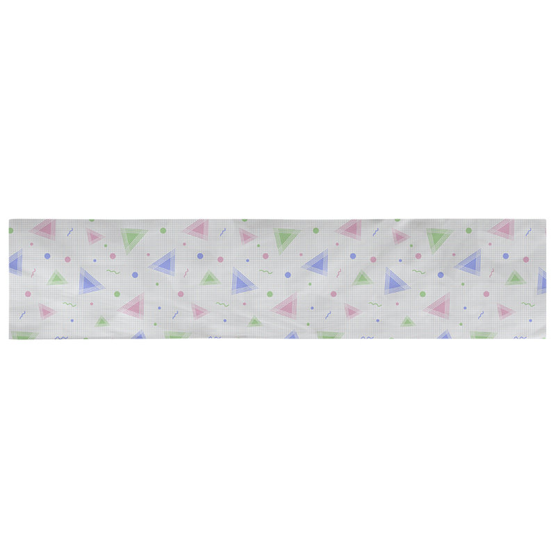 Chemin de table 90s Avicia, 90 po x 16 po, Bleu / Vert, 100 % coton