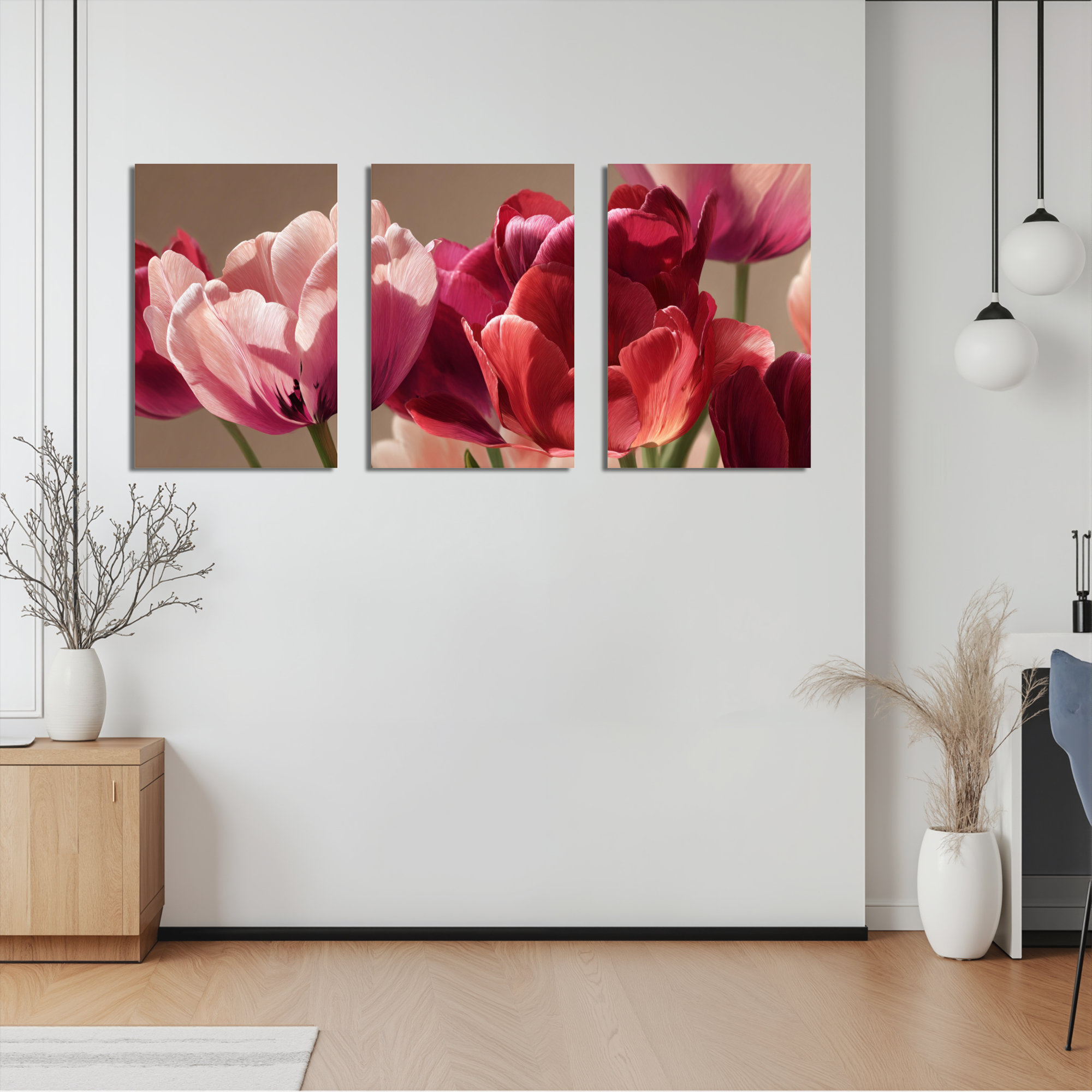 Winston Porter Pink Tulips Floral Art Canvas Wrapped Wall Art Oil ...