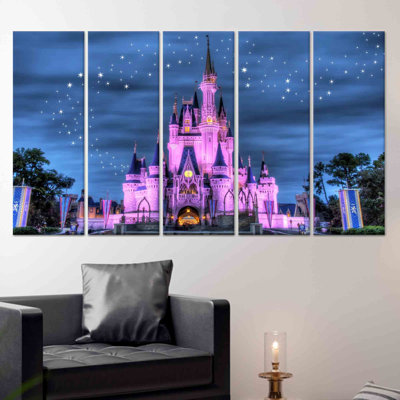 «Elegant Starry Night Disneyland Castle», reproduction d'art sur toile 5P