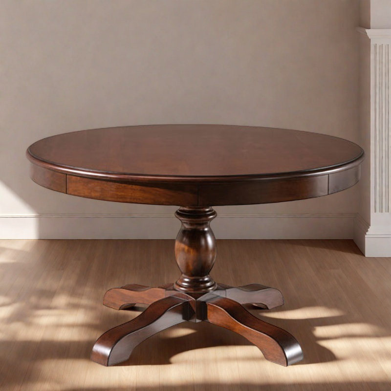 Table de salle à manger de style américain en bois massif rétro., H 30,3 po x L 54,3 po x l 54,3 po