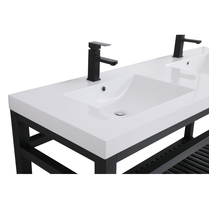 Ensemble de meuble-lavabo double 60 po Raya, Noir