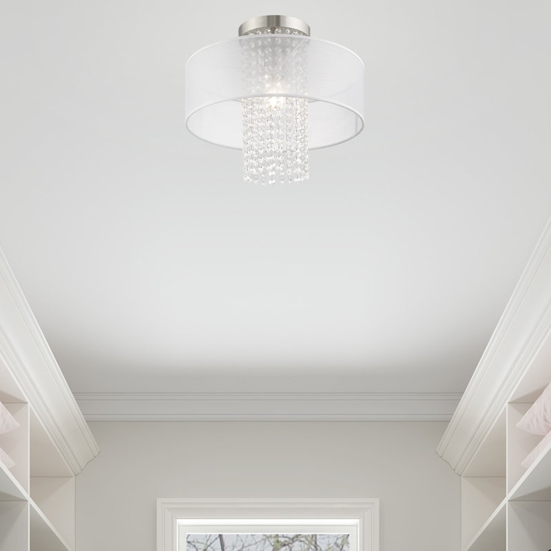 Plafonnier semi-encastré 1 lumière Haney, H 13,5 po x l 15 po x p 15 po, Translucide