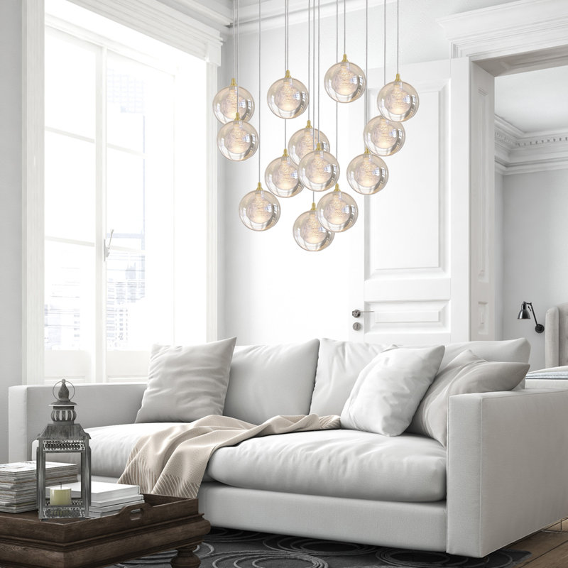 Riverdale 13 - Light Cluster Pendant, Brushed Brass