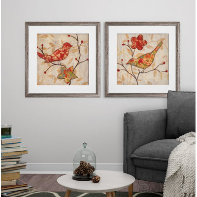 Oiseaux chanteurs - ensemble de 2 reproductions de cadres photo