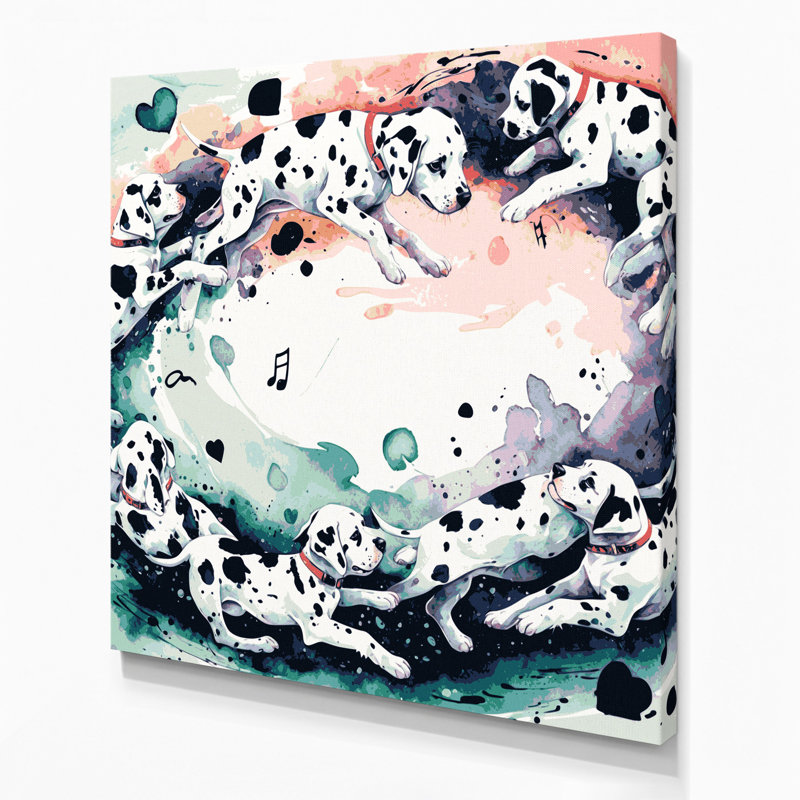 «Dogs Dalmatian Gray», art mural sur toile, H 12 po x l 12 po