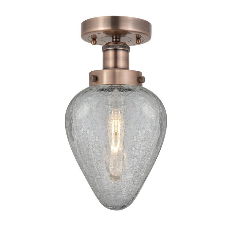 Ameet Glass Flush Mount, Antique Copper