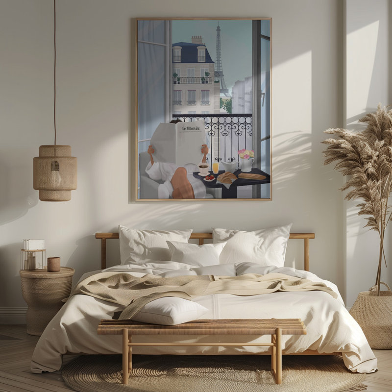 "Paris balcon", art mural texturé encadré, Blanc, H 14 po x l 10 po