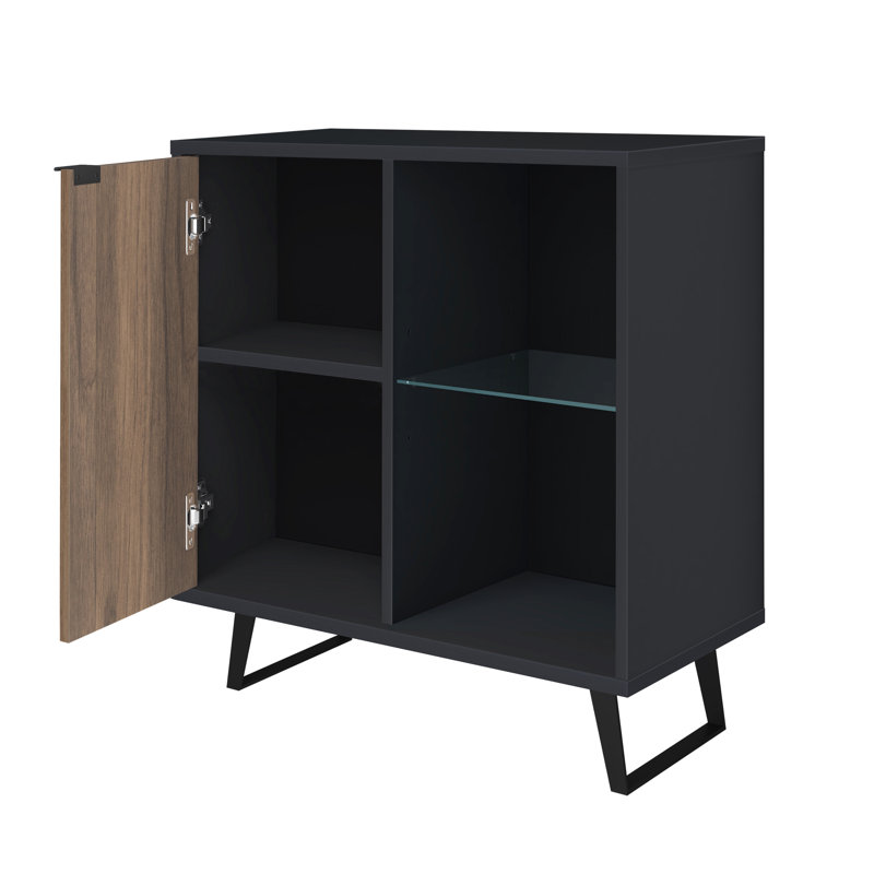 Khyli Accent Cabinet, Anthracite/Walnut, 36" H x 36" W x 17.5" D