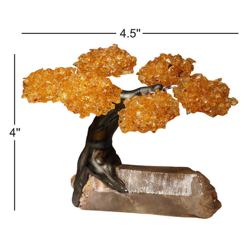 Small - Genuine Citrine Clustered Gemstone Tree on A Quartz Crystal (The Joyful Tree)