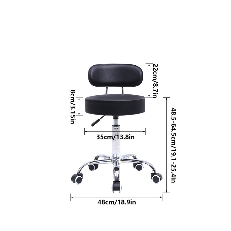 Tabouret de laboratoire avec roulettes, Noir