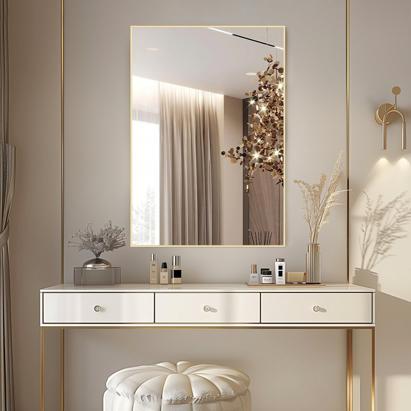 Sieana Rectangular Aluminum Accent Mirror, Gold, 40" x 28"
