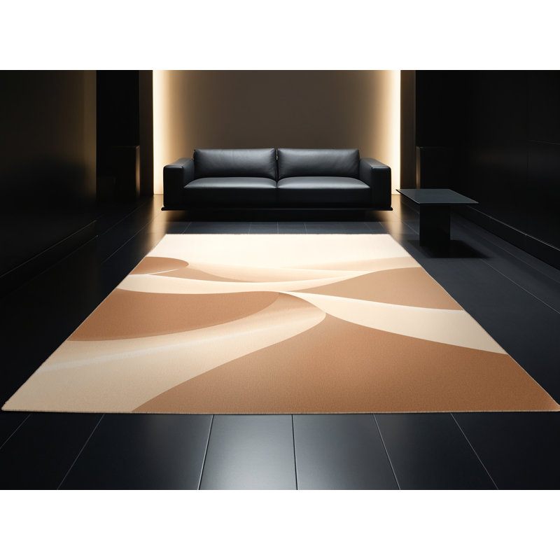Tapis beige lavable à la machine de couleur unie minimaliste Pacchiana, 3 X 5