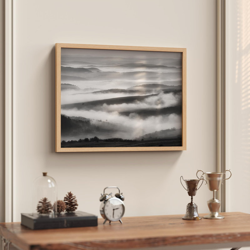 Brouillard, brouillard, montagne, ATOP, montagne, illustration moderne, petit décor, œuvre d'art moderne, Naturel