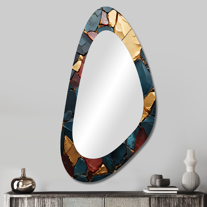 Croskey - Miroir mural moderne abstrait en marbre aux formes asymétriques
