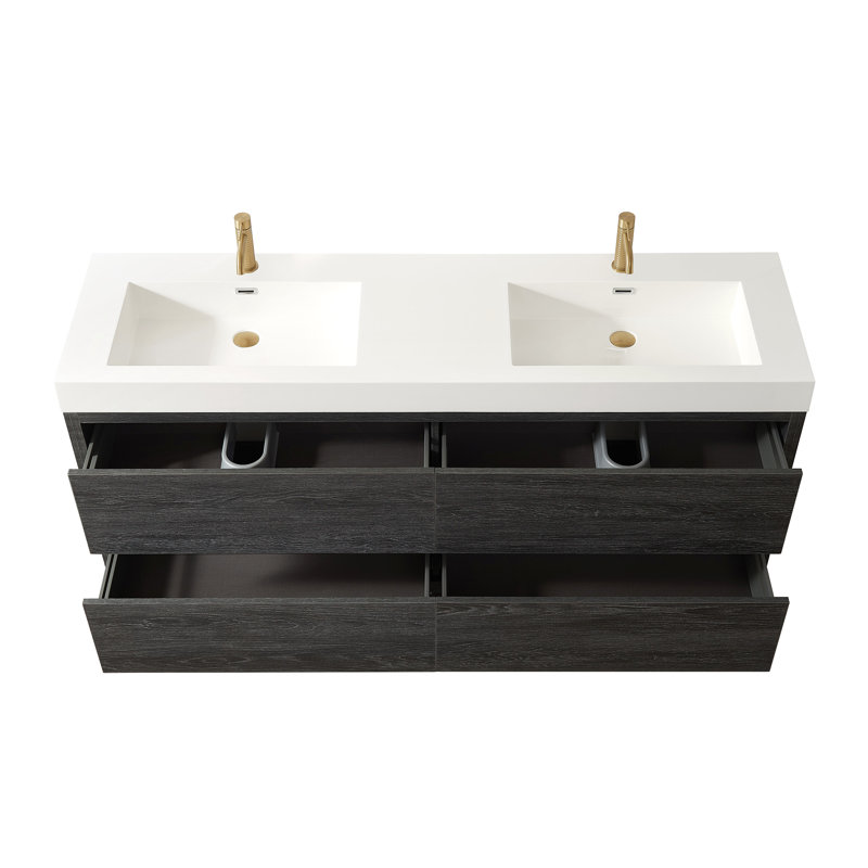 Ensemble de meuble-lavabo double 72 po Beira, Chêne nord-américain, Blanc